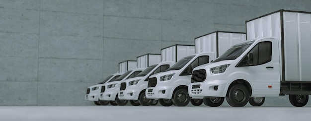 Transport truck with container container In the warehouse