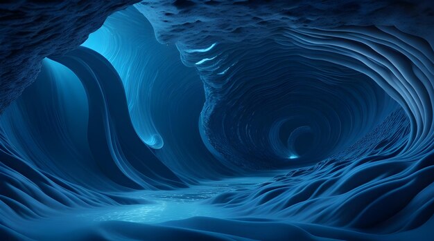 Photo transport viewers to an underground world with a 3d waves wallpaper