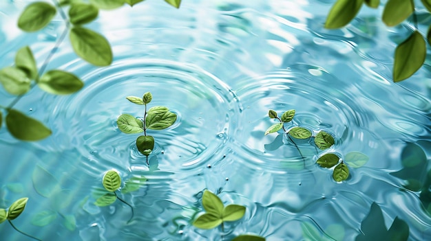 Transport yourself to a blissful oasis of relaxation with this enchanting stock photo showcasing a tranquil blue water texture embellished with gentle rings and ripples Dotted across the surface