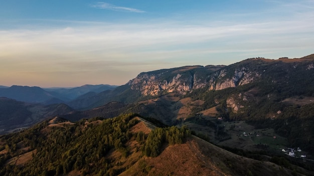 Trascau Mountains Landscape In Dumesti, Aerial View, Romania