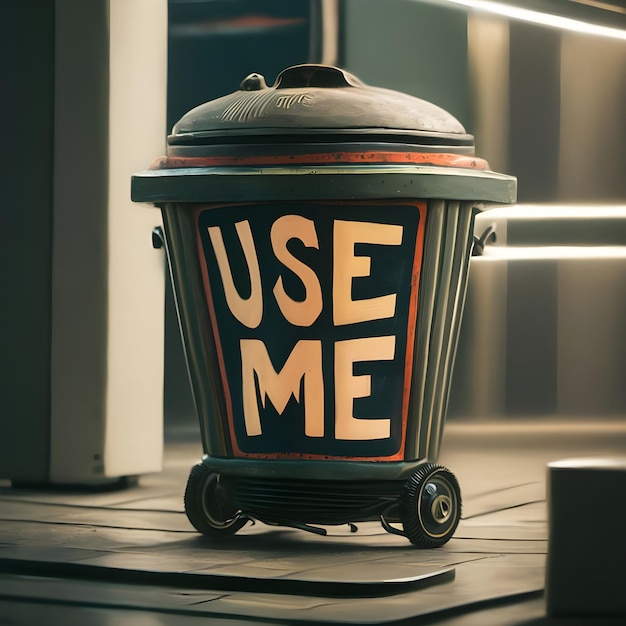 Trash Bin Dustbin use me trash bin 3d render