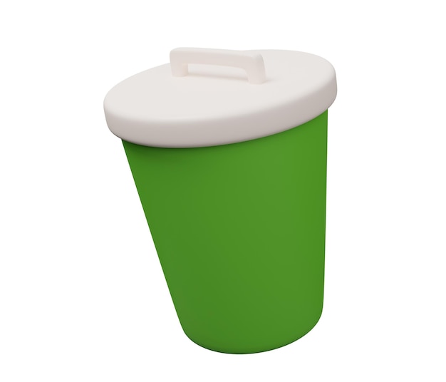 Trash can 3d icon 3d render minimal cartoon illustration