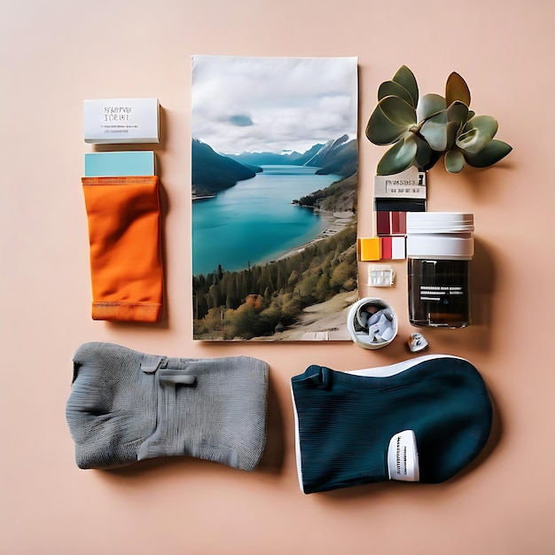 Travel Bloggers Packing Flat Lay with Socks