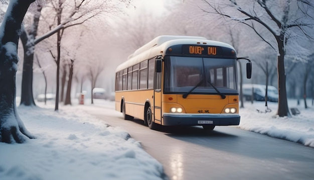 Travel bus in winter season