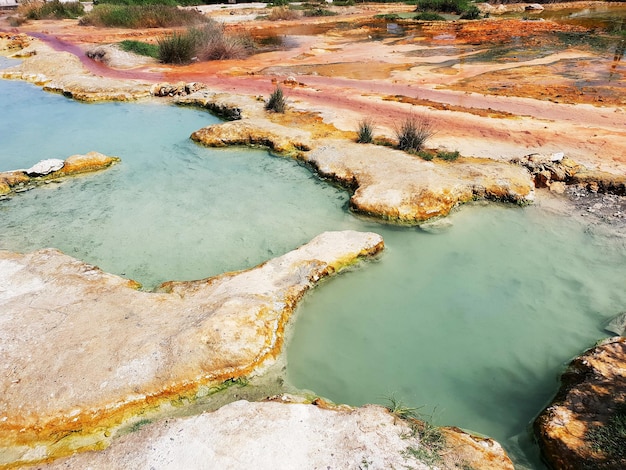 Travel to canary islands volcanic emerald lake