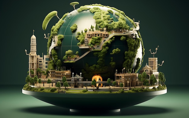 Travel concept with Iconic attractions embellish our green and global planet