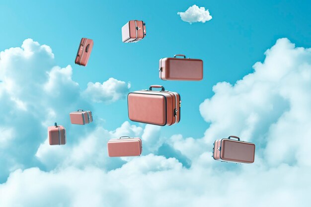 Photo travel dreams suitcases soar through the air embodying the concept of airborne vacation ai generated