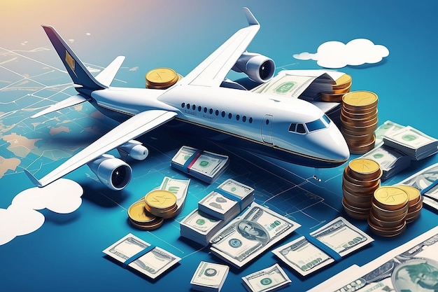 Travel flight money and money growth concept Generative Ai