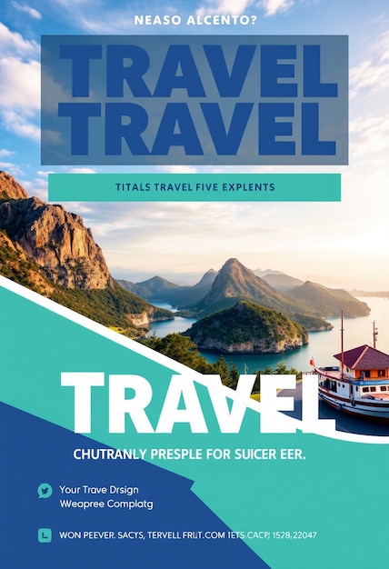 Travel flyer and social media template with photo