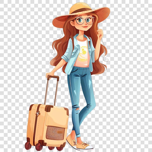 Photo travel girl illustration cliparton transparent background