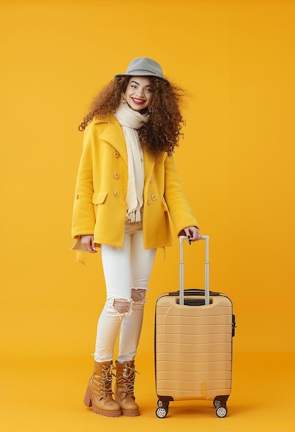 Photo travel girl with suitcase