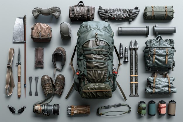 Photo travel hiking equipment tools