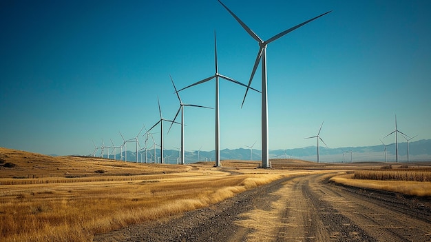 Travel photograph featuring a sustainable wind farm Highresolution photograph crisp textures and