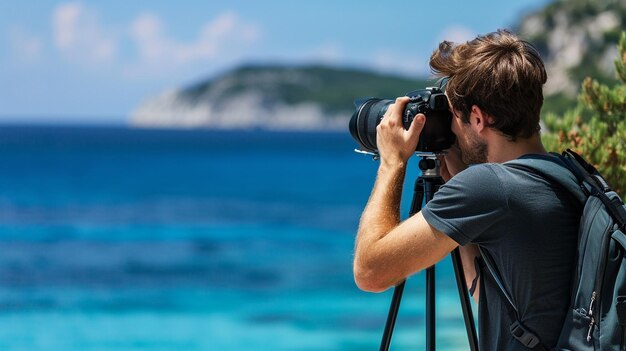 Travel Photographer Capturing Scenic Coastal Views