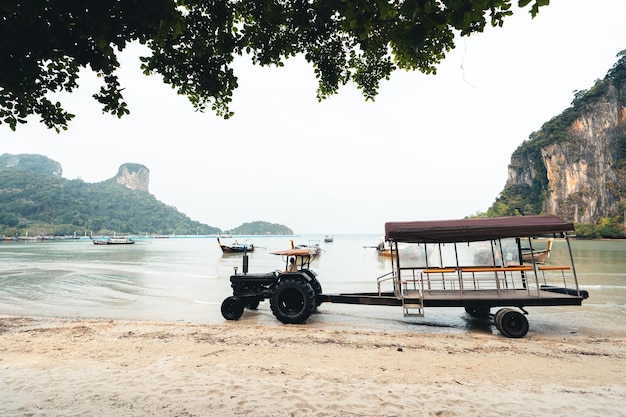 Travel sea and rocky mountains in Thailandsea and boat