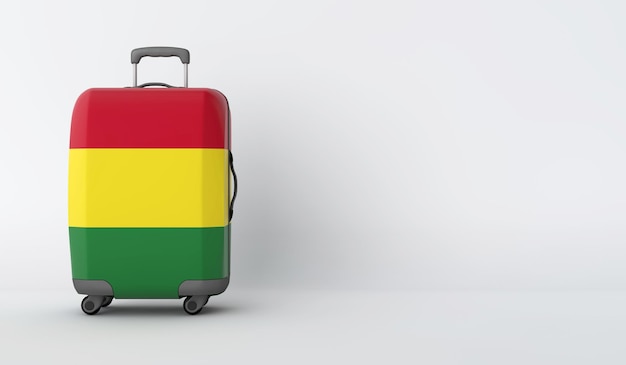 Travel suitcase with the flag of Bolivia Holiday destination 3D Render