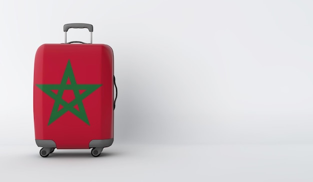 Travel suitcase with the flag of Morocco Holiday destination 3D Render