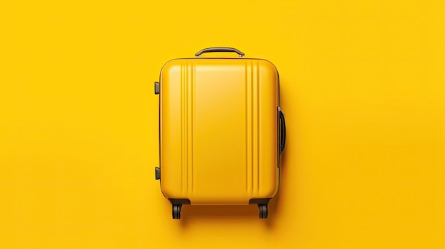 Travel suitcase on yellow background