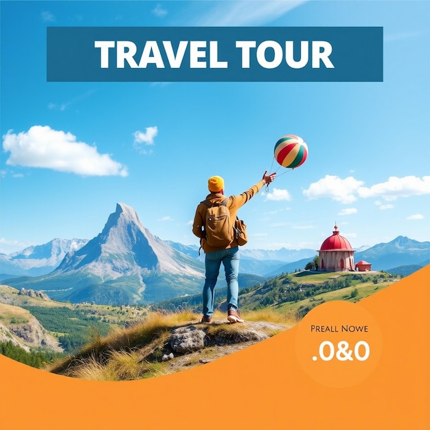 Photo travel tour flyer template