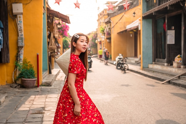 Travel woman at Streets of Hoi An, Vietnam