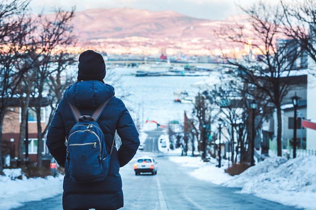 Travel woman in winter season