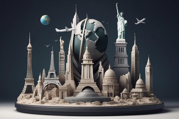 Photo travel the world monument concept