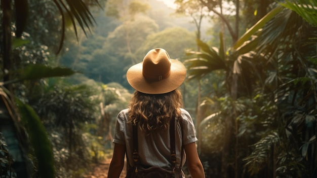 Traveler girl in the jungle high quality photo