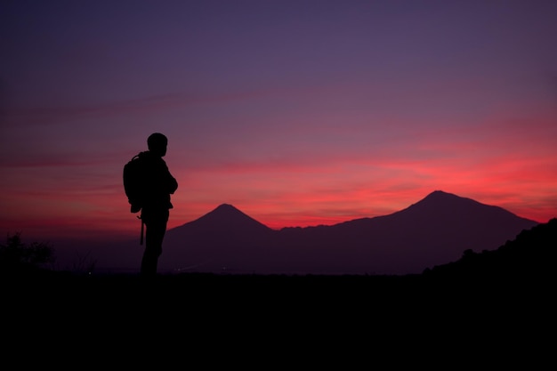 Traveler man with ararat mountain