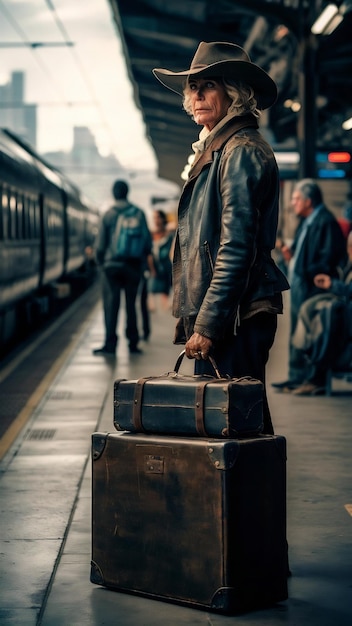 Photo traveler with suitcase