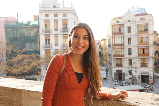 Traveler woman visits the city of Valencia, Spain