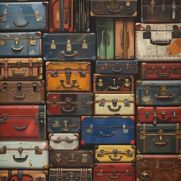 Travelers suitcase collection ready for adventure