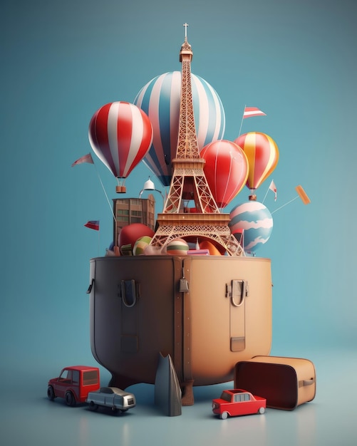 Traveling concept 3d illustration 3d render