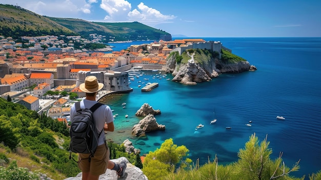 Traveller admiring Dubrovniks scenic vistas