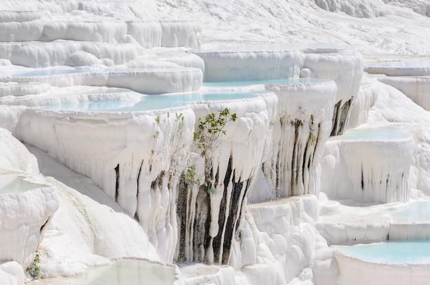 Travertine pools and terraces in Pamukkale, Turkey