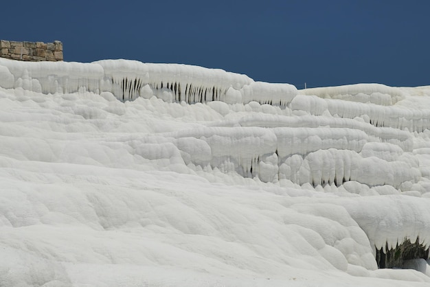 Travertine Terraces at Pamukkale in Denizli Turkiye