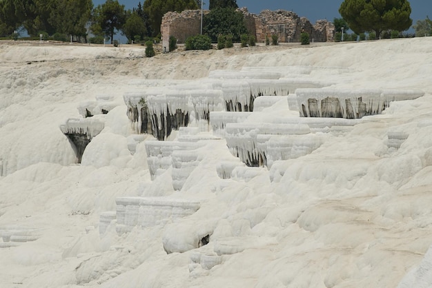 Travertine Terraces at Pamukkale in Denizli Turkiye