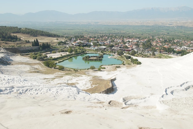 Travertine Terraces at Pamukkale in Denizli Turkiye