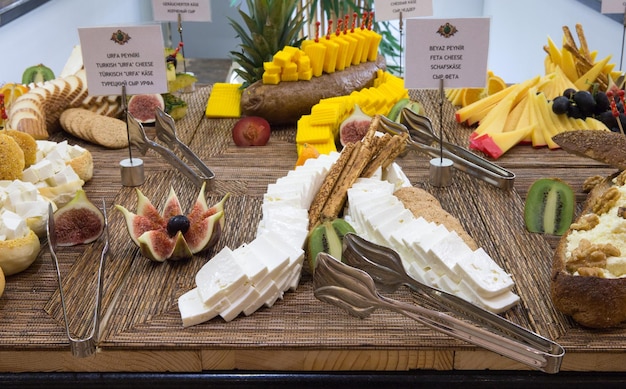 Tray of assorted food for salad buffet