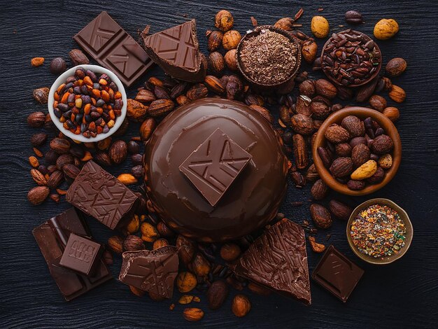 a tray of chocolates with nuts and nuts on a table