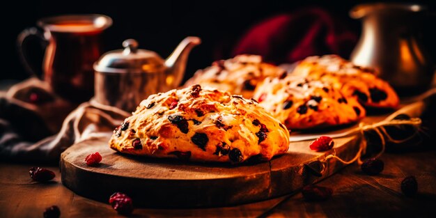 A tray of christmas pastries on a wooden board