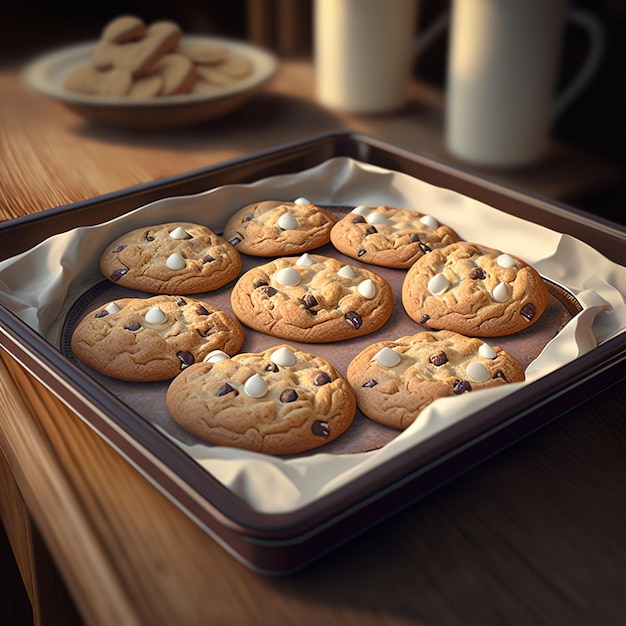 A tray of cookies with a cookie on top of it