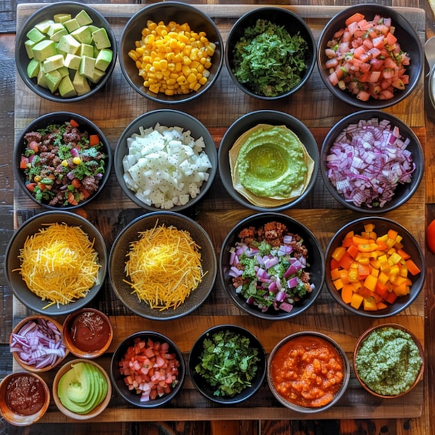 a tray of different foods including one that has the word cheese on it