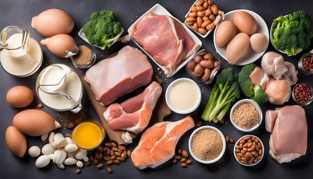 a tray of food including eggs meat and vegetables