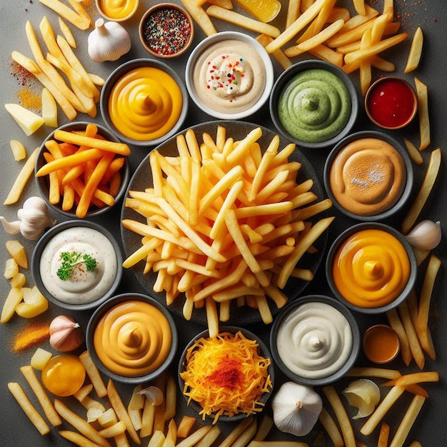 a tray of food including french fries macaroni cheese and chips