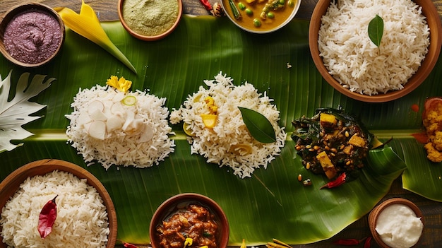 a tray of food including rice rice and curry