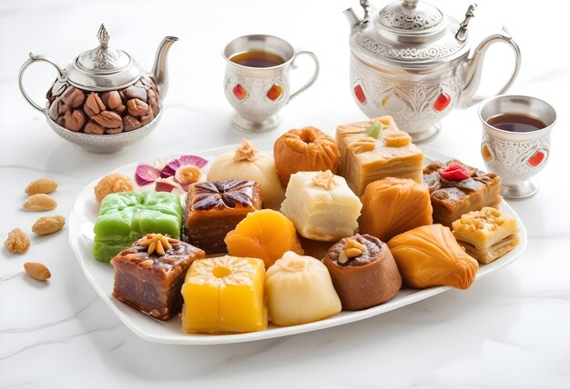 a tray of food including a teapot and a teapot