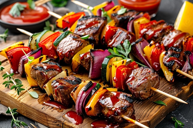 a tray of food including a variety of vegetables and meat