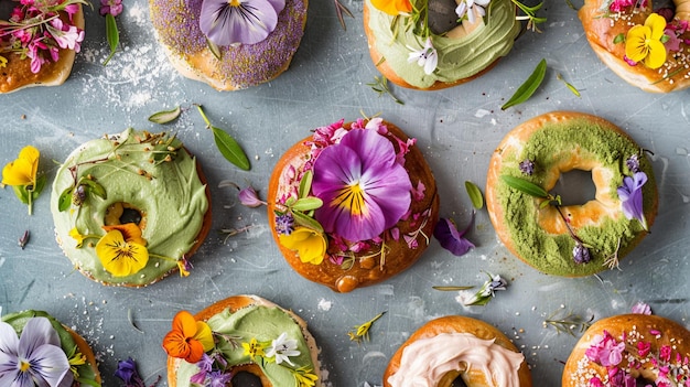 Photo a tray of food that has flowers on it