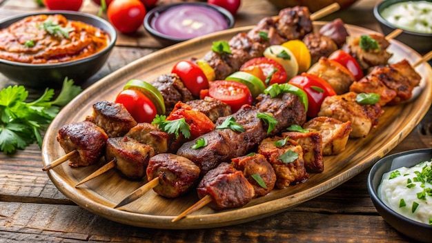 a tray of food that includes meat vegetables and meat