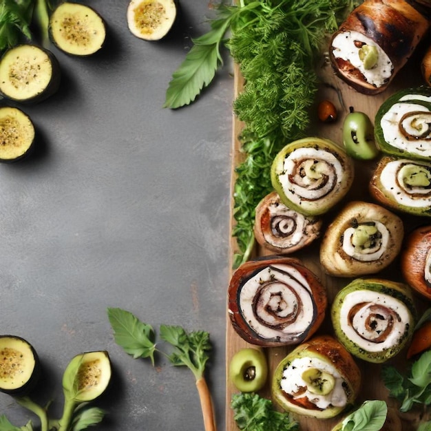 Photo a tray of food with a bunch of vegetables on it